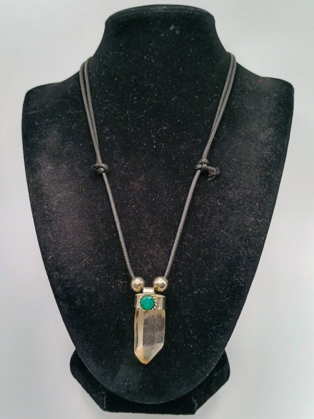 Spiritual Amulet Necklace with Crystal Quartz and Adjustable Cord
